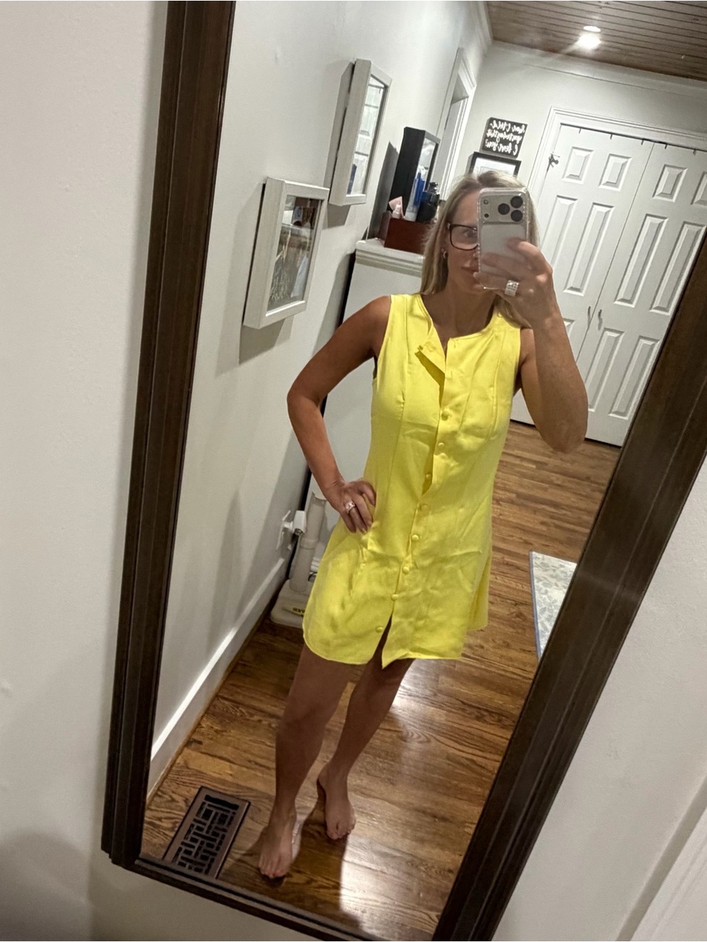 Women’s Yellow Button-Front Sleeveless Dress💛 small NWT